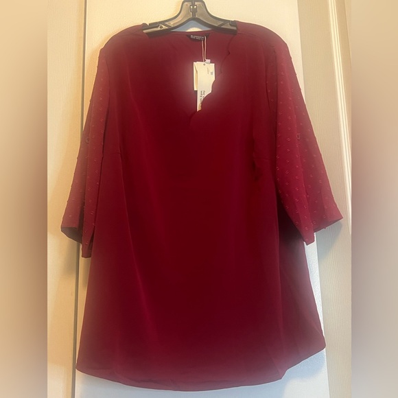 Bloomchic scalloped neck with Swiss dot sleeve 18/20 top NWT - Picture 1 of 4